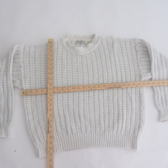 Vintage '90s St John's Bay White Cotton Blend Terry Cloth Knit Crewneck Sweater - Picture 3 of 8